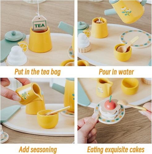 Juego De Té De Madera Para Niña, Regalo De Cumpleaños