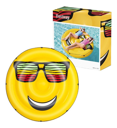 Colchoneta Flotador Inflable Gigante Smile Emoji Bestway