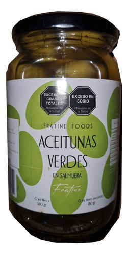 Aceitunas Verdes Fratine Food En Salmuera X 360grms