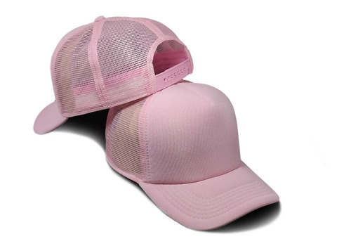 Boné Trucker Preto Liso Rendinha Aba Curva Cor Rosa Bebê Tamanho X