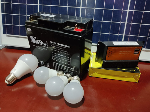 Imagen 2 de 10 de Kit Panel Batería Controlador Led (componentes Planta Solar)