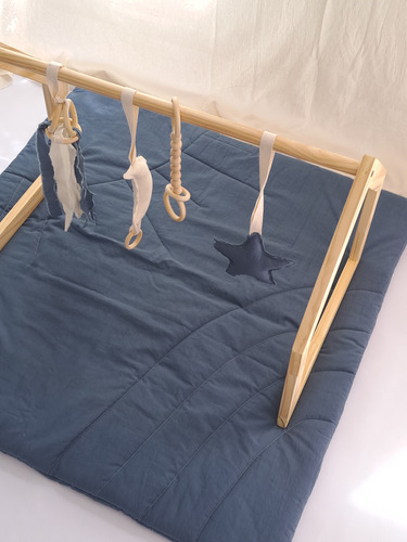 Gimnasio Montessori De Madera + Play Matt Azul Acero