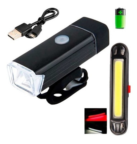 Lanterna Farol Bike Bicicleta + Sinalizador Traseiro Usb Led