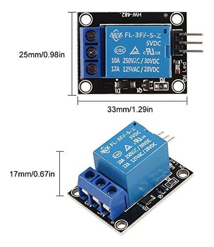 Módulo De Escudo De Relé De 1 Canal, 3pcs Dc 5v Indicador Le