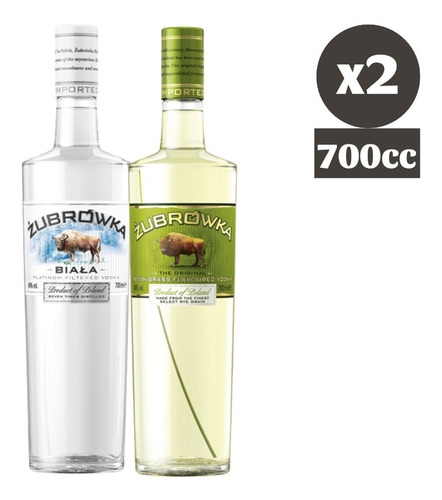 Pack 2x Vodka Zubrowka Bison Grass - Biala 40° 750cc 