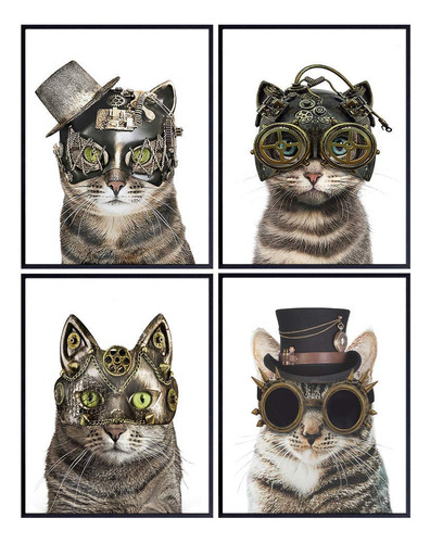 Arte De Pared De Gato  Decoración Gótica Steampunk  R...