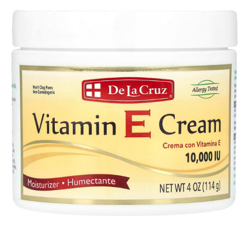 De La Cruz, Crema De Vitamina E, 10.000 Ui, 114 G Todo Tipo De Piel Noche