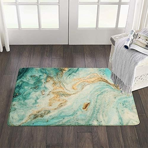 Uphome Area Rugs 2'x3' Lujo Mármol Turquesa Terciopelo Baño 