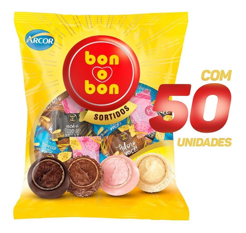Pacote Bombom Bonobon Sortidos Com 50 Unidades - Arcor