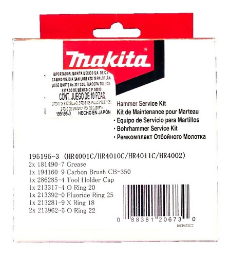 Kit De Servicio-reparacion Para Hr4001c Makita 1951953