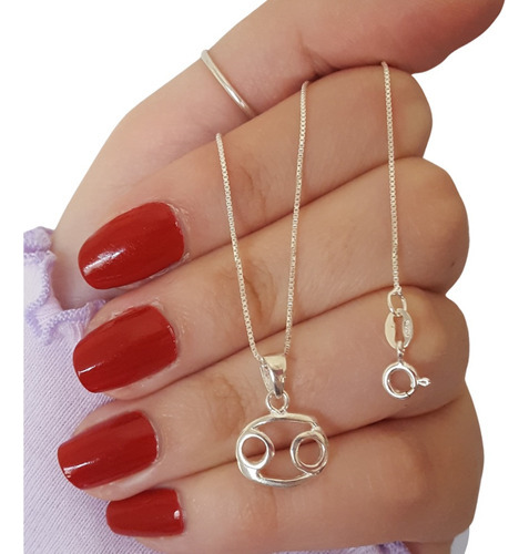 Cadena Con Dije Signo Zodíaco Cáncer De Plata 925 