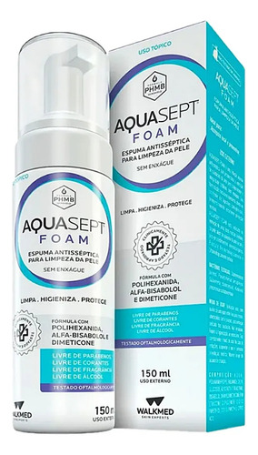 Aquasept Foam Com Polihexanida 150ml - Walkmed - Espumador