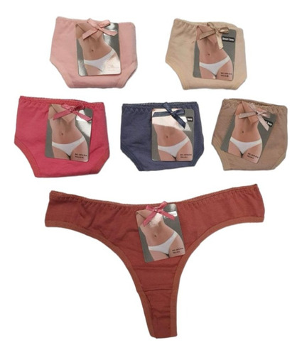 Pack 3 Tanga Colaless Lisa Liso Detalle Moño Talles M Al Xl