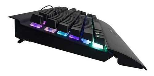 Teclado gamer Noganet NKB-HYBRID QWERTY inglés US color negro con luz rainbow