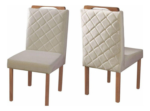 Conjunto Sala De Jantar 6 Cadeiras Em Linho Off White, Mel