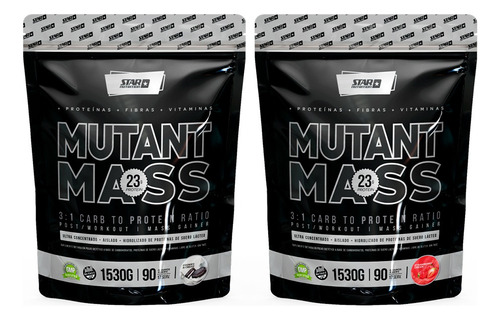 Mutant Mass 2 X 1,5k Ganador De Masa Muscular-star Nutrition Sabor Cookies + Frutilla