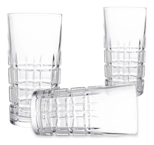 24 Vasos De Vidrio Cortado Cristal Lusion Stovmex Mayoreo Color Transparente