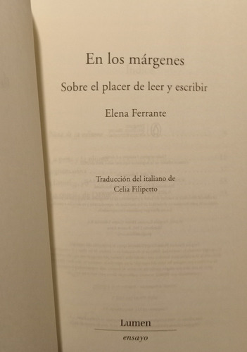 En Los Márgenes - Elena Ferrante - Como Nuevo - Puan (Usado)