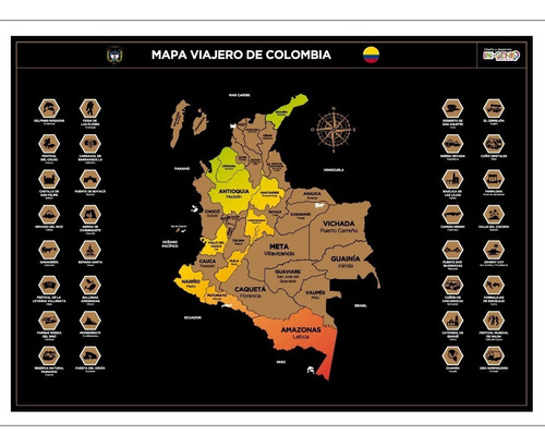 Mapa De Colombia Para Raspar 82*59cm+kit Raspar Scratch Mapa