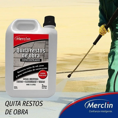 Imagen 2 de 7 de Potente Limpiador Quita Restos De Obras Gel 2 Litros Merclin