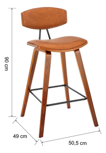 Banco Fijo Para Barra De Cocina 65cm Asiento Al Piso Chapado Naranja Oscuro