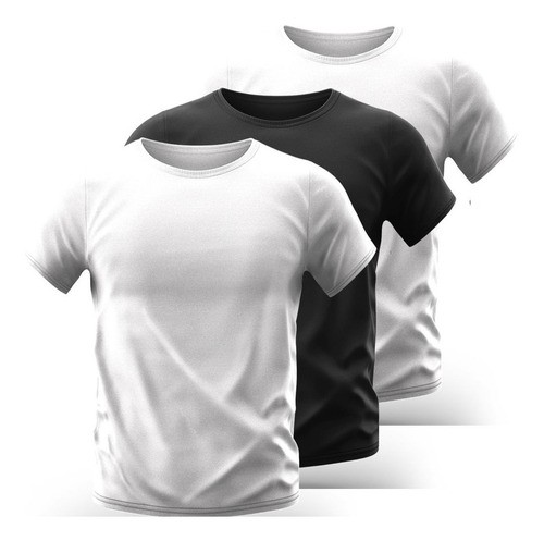 Imagem 1 de 5 de Kit 3 Camisetas Slim Manga Curta Proteção Solar Uv50