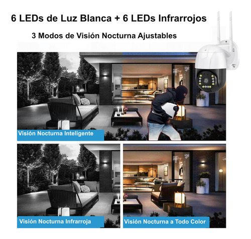 Camara Ip Wifi Vigilancia Exterior 5mp V Nocturna Ptz Audio Color Blanco Con Negro