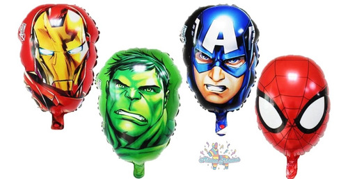 Bouquet De 4 Globos Metalizados Avengers Spiderman Ironman