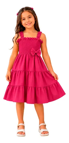 Mr Modas Vestido Infantil Midi Mr Modas Três Marias Com Laço