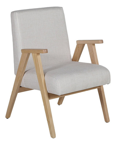 Sillón Muebles Dico Norton Natural/bone Color Beige Diseño De La Tela Liso