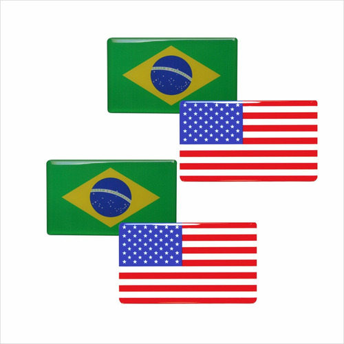 Adesivo Bandeira Brasil E Estados Unidos Resina Gm Ford Kia