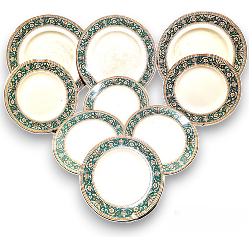 9 Platos Vajilla Woods Ivory Ware Loza Inglesa Art Deco Lote