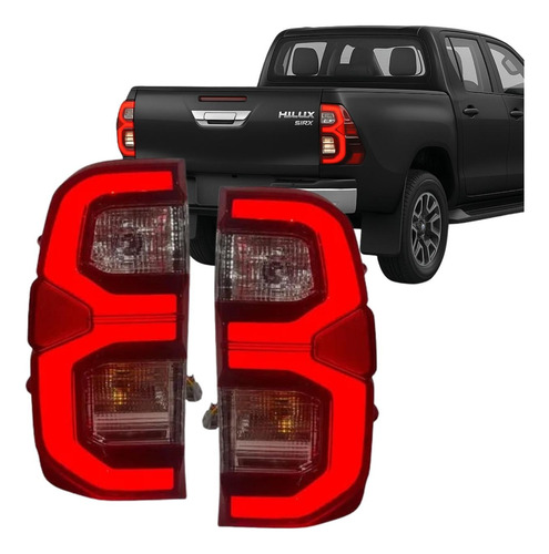 Par Lanterna Traseira Hilux 2016 A 2024 Com Led E Soquete