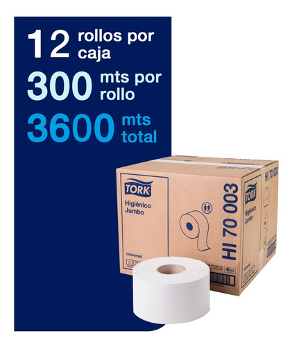 Papel Higiénico Tork Jumbo Bobina Universal 12 Rollos X 300m