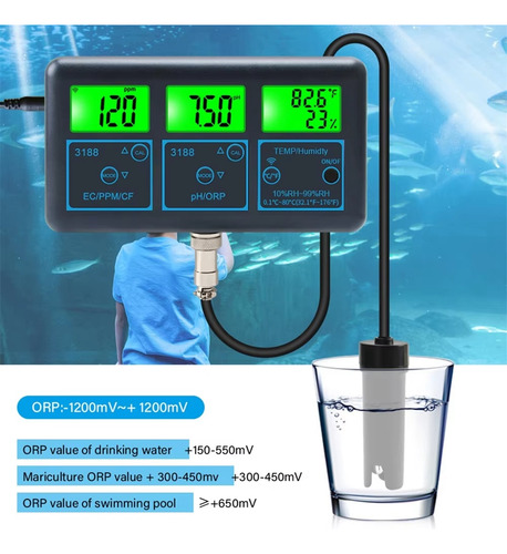 Probador De Calidad Del Agua T9tuya Wifi 7 En 1, Multiparáme