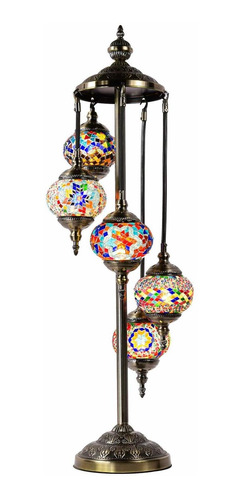 Marrakech Lámpara De Pie De Mosaico Turco De 5 Globos De Cri