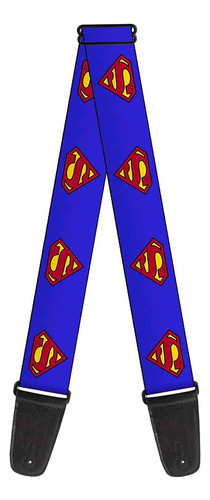 Dc Comics Guitar Strap, Superman Shield Blue, 2 Inches Wide