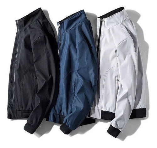 Casual De Otoño Para Hombre Con Cremallera Y Cuello Alto