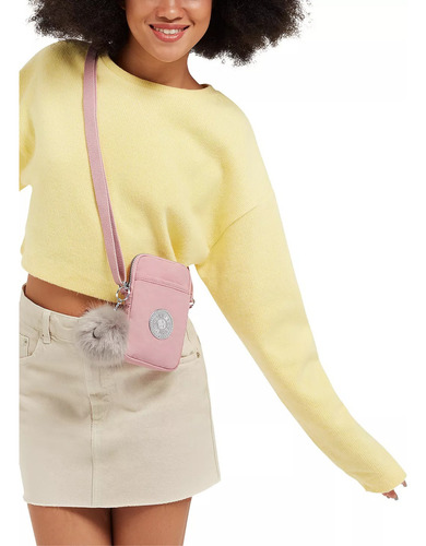 Bolsa Crossbody Kipling Tally Diseño Solido De Nylon Endless Lil Fun Asas Color Lila Y Plateado