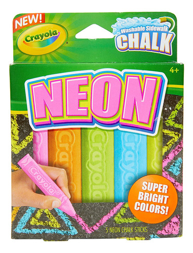 Tiza Crayola Lavable Para Acera, Tiza De Neón, 5 Unidades