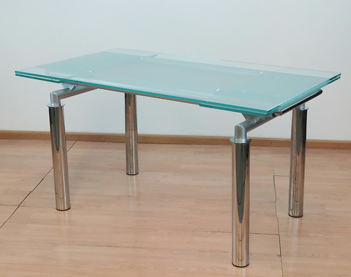 Mesa Comedor Vidrio Templado Extensible Patas Cromadas