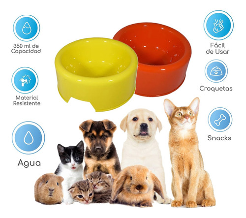 Comedero Para Mascota Plato Chico Para Alimento Pro Pets Color Naranja