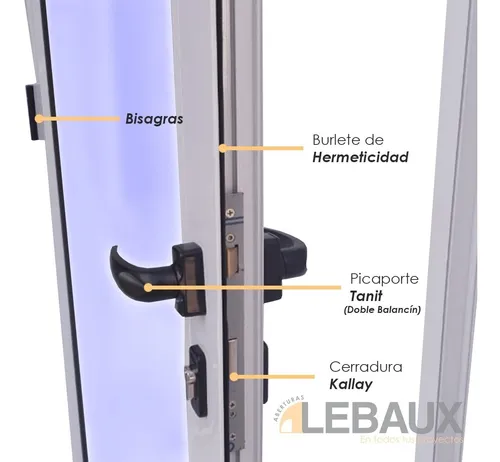 Puerta Doble Modena 180x200 Vidrio Entero 4mm Lebaux