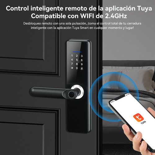 Chapa Cerradura Inteligente Electrónica Tuya Wifi 5 Maneras Negro Derecha/izquierda