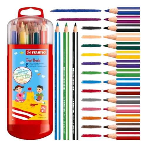 Lapices De Colores Stabilo Trio Maxi X15 Serviciopapelero