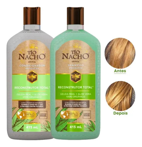 Kit Tio Nacho Reconstrutor Total Shampoo 415ml Condicionador