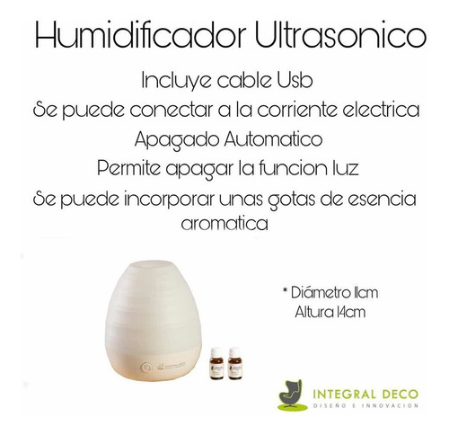 Imagen 5 de 10 de Difusor Humidificador White + Aromaterapia + 2 Esencia