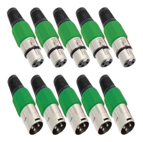 Kit 20 Plug Conector Xlr Cannon Macho Femea Corpo Plastico