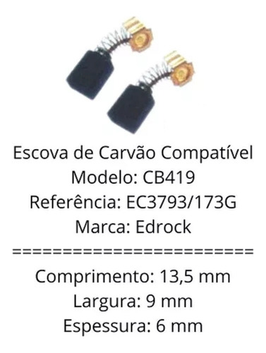Escova De Carvão Martelete Compativel Hr2475 Cb419 1a Linha