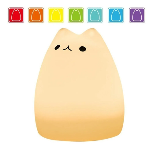 Imagen 3 de 7 de Lampara Silicona Gatito Kawai Multiples Colores Espanta Cuco